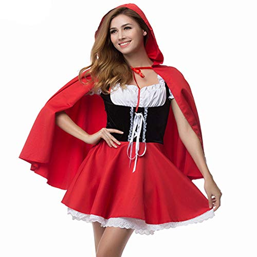 KHDFYER Catsuit Wetlook S-6Xl Sexy Frauen Rotkäppchen Kostüme Adult Anime Cosplay Fantasy Spiel Uniformen Halloween Party Kostüm-Rot_S. von KHDFYER