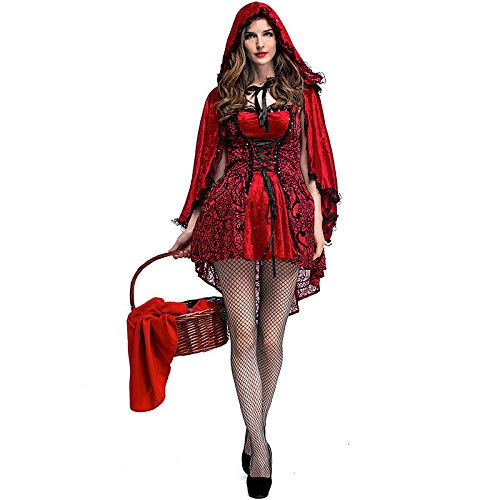 KHDFYER Sexy Damen Sexy Womens Märchen Rotkäppchen Kostüm Halloween Party Kostüm Karneval Cosplay Bühnenaufführungen Kostüm-Rot_S von KHDFYER