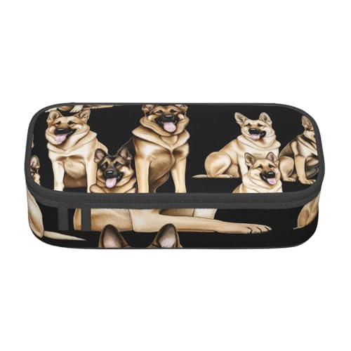 KHDKLXOHZ Federmäppchen Deutscher Schäferhund Große Kapazität Federmäppchen Tasche Schreibwaren Stifteetui Büro Schreibwaren Organizer Multifunktionale Bleistifttasche mit Fach Stifteetui für Mädchen von KHDKLXOHZ