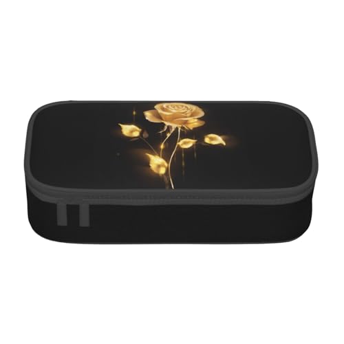 KHDKLXOHZ Federmäppchen Gold Rose Floral Große Kapazität Federmäppchen Tasche Schreibwaren Stifteetui Büro Schreibwaren Organizer Multifunktionales Federmäppchen mit Fach Stifteetui für Mädchen und KHDKLXOHZ Federmäppchen Gold Rose Floral Große Kapazität Federmäppchen Tasche Schreibwaren Stifteetui Büro Schreibwaren Organizer Multifunktionales Federmäppchen mit Fach Stifteetui für Mädchen und von KHDKLXOHZ