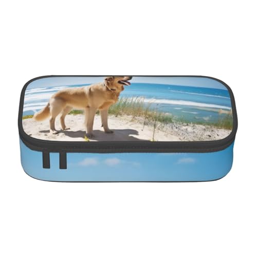 KHDKLXOHZ Federmäppchen Golden Retriever Große Kapazität Federmäppchen Tasche Schreibwaren Stifteetui Büro Schreibwaren Organizer Multifunktionales Federmäppchen mit Fach Stifteetui für Mädchen und von KHDKLXOHZ