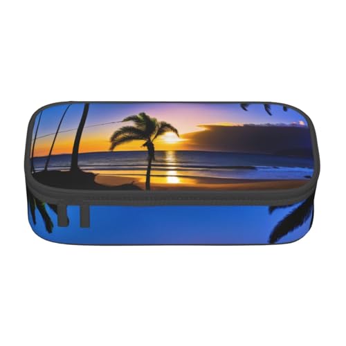 KHDKLXOHZ Federmäppchen Hawaii Strand Große Kapazität Federmäppchen Tasche Schreibwaren Stifteetui Büro Schreibwaren Organizer Multifunktionale Bleistifttasche mit Fach Stifteetui für Mädchen und von KHDKLXOHZ