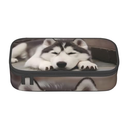 KHDKLXOHZ Federmäppchen Husky Hund Große Kapazität Federmäppchen Tasche Schreibwaren Stifteetui Büro Schreibwaren Organizer Multifunktionale Bleistifttasche mit Fach Stifteetui für Mädchen und Jungen von KHDKLXOHZ