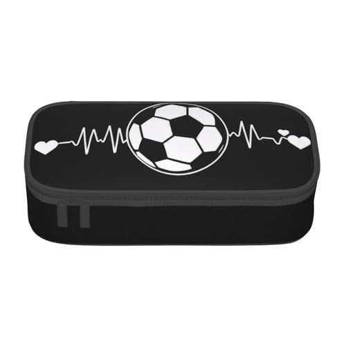 KHDKLXOHZ Federmäppchen I Love Soccer Große Kapazität Federmäppchen Schreibwaren Stifteetui Büro Schreibwaren Organizer Multifunktionales Federmäppchen mit Fach für Mädchen und Jungen, Größe 3D von KHDKLXOHZ