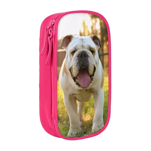 KHDKLXOHZ Federmäppchen mit niedlichem Bulldoggen-Welpe, großes Fassungsvermögen, Stiftetasche, Schreibwaren-Tasche, Stifteetui mit Fächern, Reißverschluss, für Schule, Studenten, Mädchen, Jungen von KHDKLXOHZ