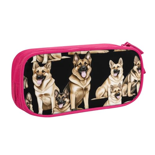 KHDKLXOHZ Federmäppchen mit niedlichem Deutscher Schäferhund, großes Fassungsvermögen, Stiftetasche, Schreibwaren-Tasche, Stifteetui mit Fächern, Reißverschluss, für Schule, Studenten, Mädchen, Jungen von KHDKLXOHZ