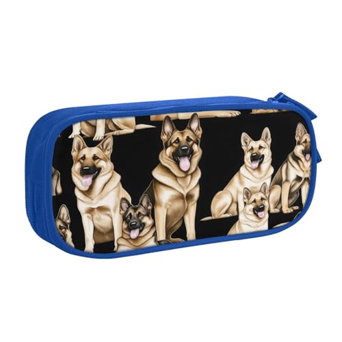 KHDKLXOHZ Federmäppchen mit niedlichem Deutscher Schäferhund, großes Fassungsvermögen, Stiftetasche, Schreibwaren-Tasche, Stifteetui mit Fächern, Reißverschluss, für Schule, Studenten, Mädchen, Jungen von KHDKLXOHZ