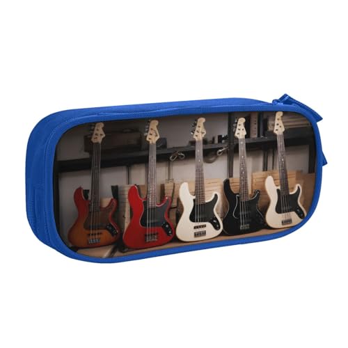 KHDKLXOHZ Federmäppchen mit niedlichem Gitarren- und Bass-Musikinstrument, großes Fassungsvermögen, Stiftetasche, Schreibwaren-Tasche, Stifteetui mit Fächern, Reißverschluss, für Schule, Studenten von KHDKLXOHZ