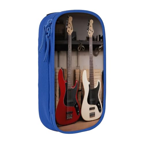 KHDKLXOHZ Federmäppchen mit niedlichem Gitarren- und Bass-Musikinstrument, großes Fassungsvermögen, Stiftetasche, Schreibwaren-Tasche, Stifteetui mit Fächern, Reißverschluss, für Schule, Studenten von KHDKLXOHZ