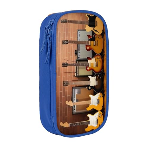 KHDKLXOHZ Federmäppchen mit niedlichem Gitarrensammlung, großes Fassungsvermögen, Stifteetui, Schreibwaren-Tasche, Stifteetui mit Fächern, Reißverschluss, für Schule, Studenten, Mädchen, Jungen von KHDKLXOHZ