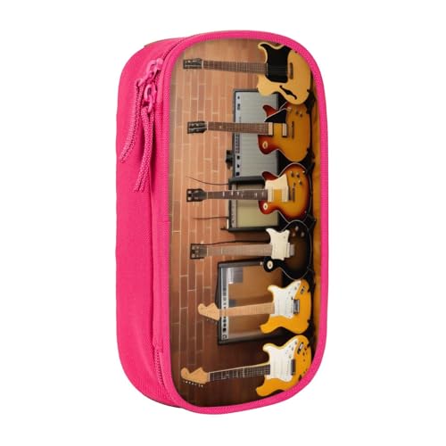 KHDKLXOHZ Federmäppchen mit niedlichem Gitarrensammlung, großes Fassungsvermögen, Stifteetui, Schreibwaren-Tasche, Stifteetui mit Fächern, Reißverschluss, für Schule, Studenten, Mädchen, Jungen von KHDKLXOHZ