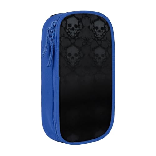 KHDKLXOHZ Federmäppchen mit niedlichem Gothic-Tapeten-Totenkopf-Design, großes Fassungsvermögen, Stiftetasche, Schreibwaren-Tasche, Stifteetui mit Fächern, Reißverschluss, für Schule, Studenten von KHDKLXOHZ