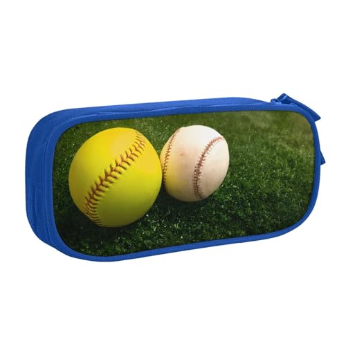 KHDKLXOHZ Federmäppchen mit niedlichem Gras-Baseball-Softball-Design, großes Fassungsvermögen, Stifteetui, Schreibwaren-Tasche, Stifteetui mit Fächern, Reißverschluss, für Schule, Studenten, Mädchen von KHDKLXOHZ