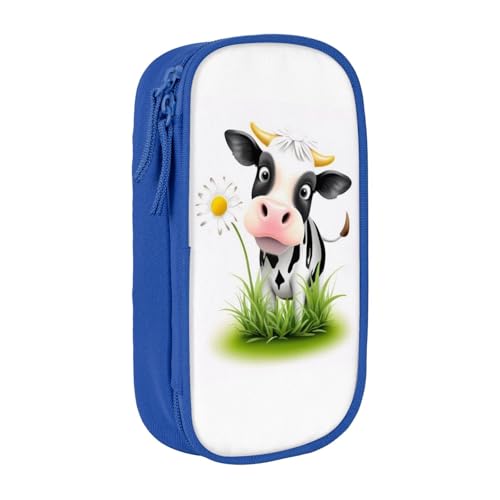 KHDKLXOHZ Federmäppchen mit niedlichem Kuh-Design, großes Fassungsvermögen, Schreibwaren-Tasche, Schreibwaren-Tasche, Stifteetui mit Fächern, Reißverschluss, für Schule, Studenten, Mädchen, Jungen von KHDKLXOHZ