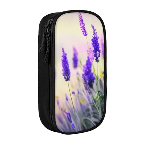KHDKLXOHZ Federmäppchen mit niedlichem Lavendelblüten-Design, großes Fassungsvermögen, Stifteetui, Schreibwaren-Tasche, Stifteetui mit Fächern, Reißverschluss, für Schule, Studenten, Mädchen, Jungen von KHDKLXOHZ