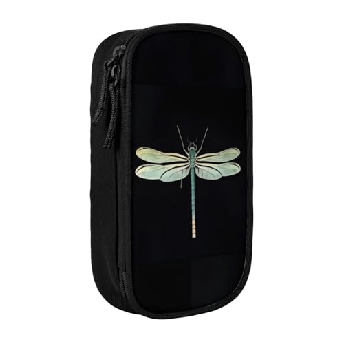 KHDKLXOHZ Federmäppchen mit niedlichem Libellen-Design, schwarz, großes Fassungsvermögen, Stifteetui, Schreibwaren-Tasche, Stifteetui mit Fächern, Reißverschluss, für Schule, Studenten, Mädchen von KHDKLXOHZ