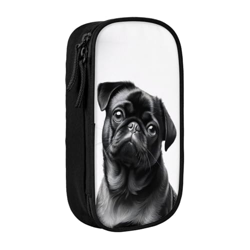 KHDKLXOHZ Federmäppchen mit niedlichem Mops-Motiv, großes Fassungsvermögen, Schreibwaren-Tasche, Schreibwaren-Tasche, Stifteetui mit Fächern, Reißverschluss, für Schule, Studenten, Mädchen, Jungen von KHDKLXOHZ