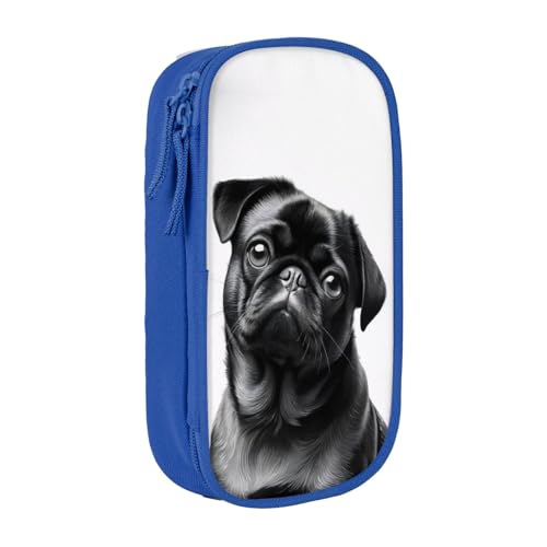 KHDKLXOHZ Federmäppchen mit niedlichem Mops-Motiv, großes Fassungsvermögen, Schreibwaren-Tasche, Schreibwaren-Tasche, Stifteetui mit Fächern, Reißverschluss, für Schule, Studenten, Mädchen, Jungen von KHDKLXOHZ