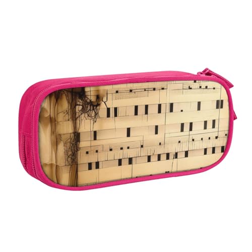 KHDKLXOHZ Federmäppchen mit niedlichem Musiknoten-Druck, großes Fassungsvermögen, Stiftetasche, Schreibwaren-Tasche, Stifteetui mit Fächern, Reißverschluss, für Schule, Studenten, Mädchen, Jungen von KHDKLXOHZ