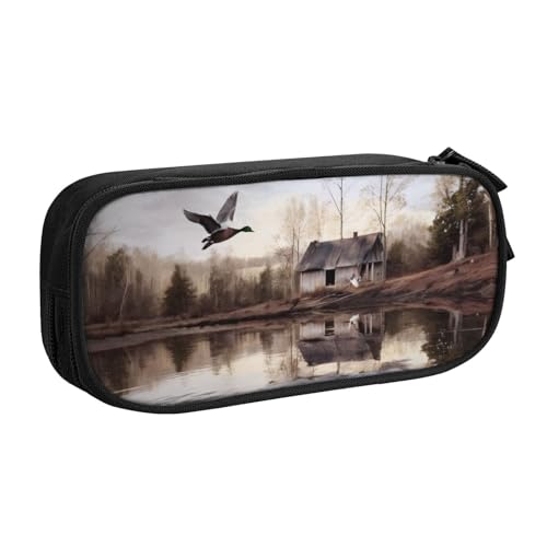 KHDKLXOHZ Federmäppchen mit niedlichem Stockenten-Design, großes Fassungsvermögen, Stiftetasche, Schreibwaren-Tasche, Stifteetui mit Fächern, Reißverschluss, für Schule, Studenten, Mädchen, Jungen von KHDKLXOHZ