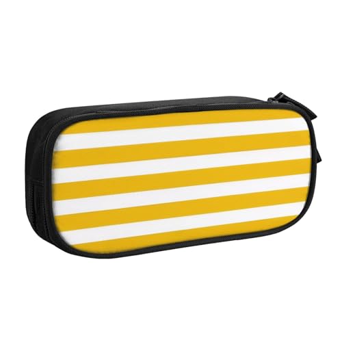 KHDKLXOHZ Federmäppchen mit niedlichem Zitronengelbe-Streifenmuster, große Kapazität, Stiftetasche, Schreibwaren-Tasche, Schreibwaren-Tasche, Stifteetui mit Fächern, Reißverschluss, für Schule von KHDKLXOHZ