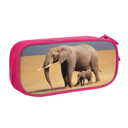 KHDKLXOHZ Federmäppchen mit niedlichem afrikanischem Elefant, großes Fassungsvermögen, Stifteetui, Schreibwaren-Tasche, Stifteetui mit Fächern, Reißverschluss, für Schule, Studenten, Mädchen, Jungen von KHDKLXOHZ