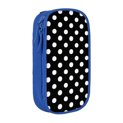 KHDKLXOHZ Federmäppchen mit niedlichem schwarz-weißem Punktemuster, großes Fassungsvermögen, Stiftetasche, Schreibwaren-Tasche, Stifteetui mit Fächern, Reißverschluss, für Schule, Studenten, Mädchen von KHDKLXOHZ