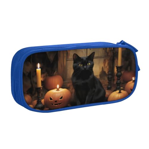 KHDKLXOHZ Federmäppchen mit niedlicher schwarzer Katze, großes Fassungsvermögen, Stiftetasche, Schreibwaren-Tasche, Stifteetui mit Fächern, Reißverschluss, für Schule, Studenten, Mädchen, Jungen von KHDKLXOHZ