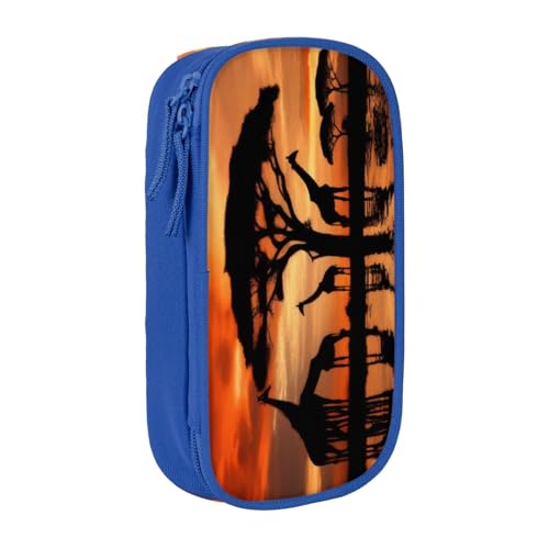 KHDKLXOHZ Niedliche Giraffe unter dem Baum in Afrika, große Kapazität, Federmäppchen, Schreibwaren-Tasche, Schreibwaren-Tasche, Stifteetui mit Fächern, Reißverschluss, für Schule, Studenten, Mädchen von KHDKLXOHZ