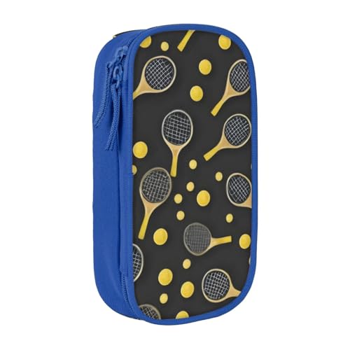 KHDKLXOHZ Niedliche lustige Tennisschläger und Tennisbälle, großes Fassungsvermögen, Federmäppchen, Schreibwaren-Tasche, Schreibwaren-Tasche, Stifteetui mit Fächern, Reißverschluss, für Schule von KHDKLXOHZ