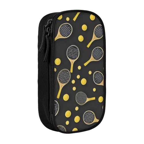 KHDKLXOHZ Niedliche lustige Tennisschläger und Tennisbälle, großes Fassungsvermögen, Federmäppchen, Schreibwaren-Tasche, Schreibwaren-Tasche, Stifteetui mit Fächern, Reißverschluss, für Schule von KHDKLXOHZ