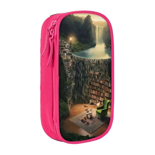 KHDKLXOHZ Niedliches Bibliotheks-Bücherregal, großes Fassungsvermögen, Federmäppchen, Stiftetasche, Schreibwaren-Tasche, Stifteetui mit Fächern, Reißverschluss, für Schule, Studenten, Mädchen, Jungen von KHDKLXOHZ