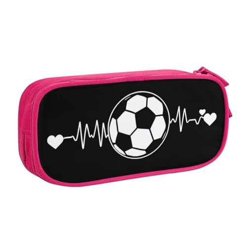 KHDKLXOHZ Niedliches Federmäppchen mit Aufschrift "I Love Soccer", großes Fassungsvermögen, Schreibwaren-Tasche, Schreibwaren-Tasche, Stifteetui mit Fächern, Reißverschluss, für Schule, Studenten von KHDKLXOHZ