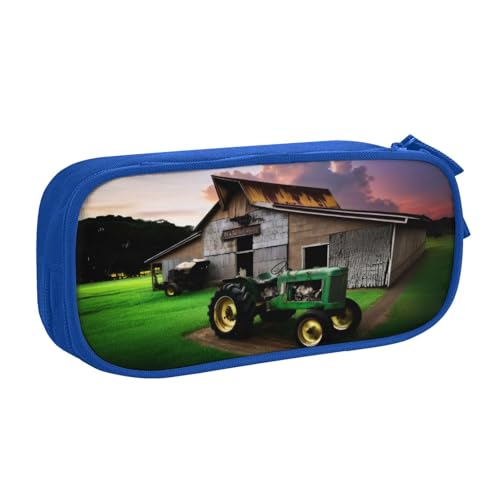 KHDKLXOHZ Niedliches Federmäppchen mit Aufschrift "Old Tractor Photo Farm Large Capacity Pencil Bag Stationery Pouch Stationery Pen Case, Pencase with Compartments Zip, for School Student Girl Boy von KHDKLXOHZ