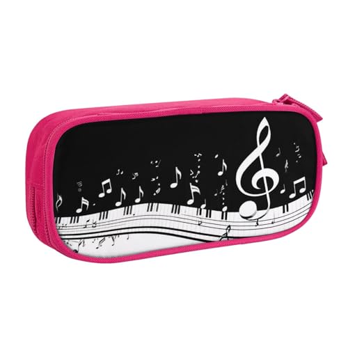 KHDKLXOHZ Niedliches Federmäppchen mit Musiknoten, großes Fassungsvermögen, Schreibwaren-Tasche, Schreibwaren-Tasche, Stifteetui mit Fächern, Reißverschluss, für Schule, Studenten, Mädchen, Jungen von KHDKLXOHZ