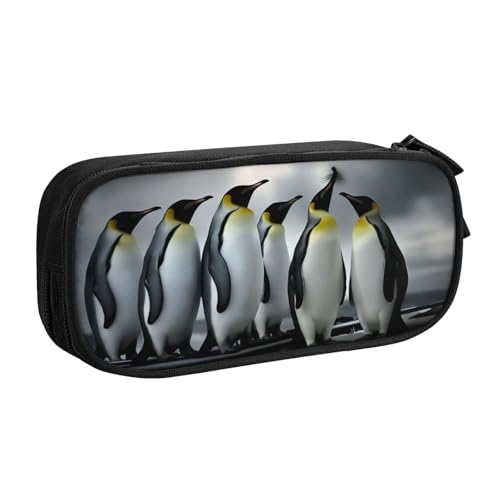 KHDKLXOHZ Niedliches Federmäppchen mit Pinguin-Familie, großes Fassungsvermögen, Stiftetasche, Schreibwaren-Tasche, Stifteetui mit Fächern, Reißverschluss, für Schule, Studenten, Mädchen, Jungen von KHDKLXOHZ