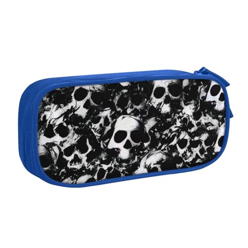 KHDKLXOHZ Niedliches Federmäppchen mit Totenkopf-Motiv, großes Fassungsvermögen, Schreibwaren-Tasche, Schreibwaren-Tasche, Stifteetui mit Fächern, Reißverschluss, für Schule, Studenten, Mädchen von KHDKLXOHZ
