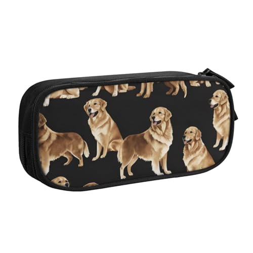 KHDKLXOHZ Niedliches Federmäppchen mit großem Fassungsvermögen, Motiv: Golden Retriever, Stiftetasche, Schreibwaren-Tasche, Stifteetui mit Fächern, Reißverschluss, für Schule, Studenten, Mädchen KHDKLXOHZ Niedliches Federmäppchen mit großem Fassungsvermögen, Motiv: Golden Retriever, Stiftetasche, Schreibwaren-Tasche, Stifteetui mit Fächern, Reißverschluss, für Schule, Studenten, Mädchen von KHDKLXOHZ