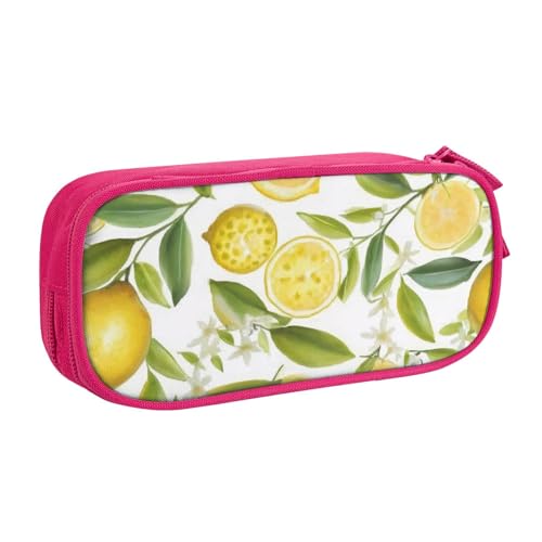 KHDKLXOHZ Niedliches Federmäppchen mit tropischen Zitronen, großes Fassungsvermögen, Schreibwaren-Tasche, Schreibwaren-Tasche, Stifteetui mit Fächern, Reißverschluss, für Schule, Studenten, Mädchen von KHDKLXOHZ