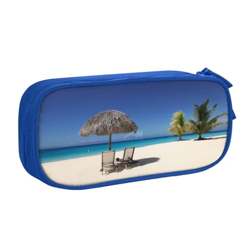 KHDKLXOHZ Niedliches Jamaika-Strand-Federmäppchen, großes Fassungsvermögen, Stiftetasche, Schreibwaren-Tasche, Stifteetui mit Fächern, Reißverschluss, für Schule, Studenten, Mädchen, Jungen, Frauen von KHDKLXOHZ