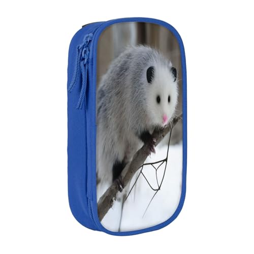 KHDKLXOHZ Niedliches Opossum im Schnee Große Kapazität Federmäppchen Stifttasche Schreibwaren Stifteetui Schreibwaren Stifteetui Stifteetui mit Fächern Reißverschluss für Schule Schüler Mädchen Jungen von KHDKLXOHZ