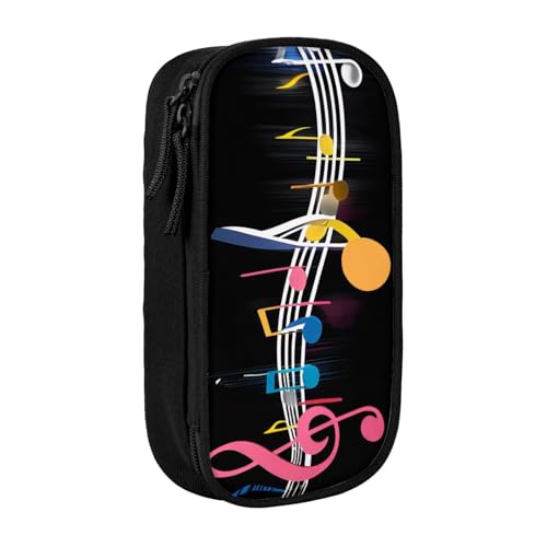 KHDKLXOHZ Niedliches buntes Federmäppchen mit Musiknoten, großes Fassungsvermögen, Stifteetui, Schreibwaren-Tasche, Stifteetui mit Fächern, Reißverschluss, für Schule, Studenten, Mädchen, Jungen von KHDKLXOHZ