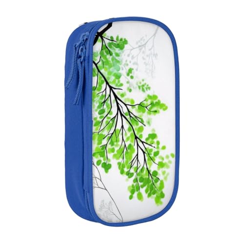 KHDKLXOHZ Niedliches grünes und weißes Blatt-Federmäppchen, großes Fassungsvermögen, Stiftetasche, Schreibwaren-Tasche, Stifteetui mit Fächern, Reißverschluss, für Schule, Studenten, Mädchen, Jungen von KHDKLXOHZ