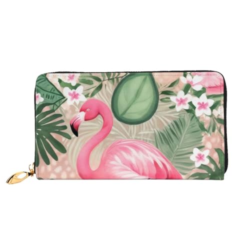 KHDKLXOHZ Stilvolle lange Ledergeldbörse für Damen, Flamingo, PU-Ledergeldbörse mit Reißverschluss, Clutch, Handy-Kartenhalter, Kreditkarten-Geldbörse, Münzorganizer, Clutch, Geldbörse, 3D, von KHDKLXOHZ