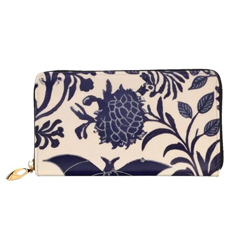 KHDKLXOHZ Stilvolle lange Ledergeldbörse für Damen, Fledermaus-Muster, PU-Leder-Geldbörse mit Reißverschluss, Clutch, Handy-Kartenhalter, Kreditkarten-Geldbörse, Münzorganizer, Clutch-Geldbörse, 3D, von KHDKLXOHZ