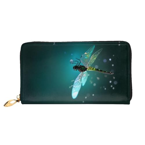 KHDKLXOHZ Stilvolle lange Ledergeldbörse für Damen, Galaxie-Tier-Libellen, PU-Leder-Geldbörse mit Reißverschluss, Clutch, Handy-Kartenhalter, Kreditkarten-Geldbörse, Münzorganizer, Clutch-Tasche, 3D, von KHDKLXOHZ