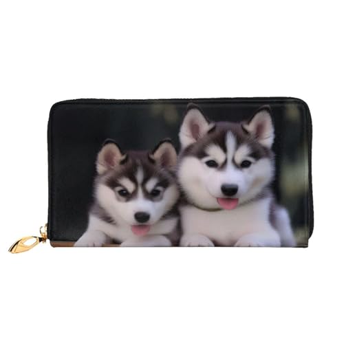 KHDKLXOHZ Stilvolle lange Ledergeldbörse für Damen, Hund, PU-Leder-Geldbörse mit Reißverschluss, Clutch, Handy-Kartenhalter, Kreditkarten-Geldbörse, Münzorganizer, Clutch-Geldbörse, 3D, Einheitsgröße, von KHDKLXOHZ