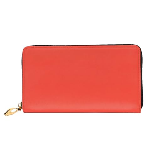 KHDKLXOHZ Stilvolle lange Ledergeldbörse für Damen, Korallenrot, PU-Leder-Geldbörse mit Reißverschluss, Clutch-Tasche, Handy-Kartenhalter, Kreditkarten-Geldbörse, Münzorganizer, Clutch-Geldbörse, 3D, von KHDKLXOHZ