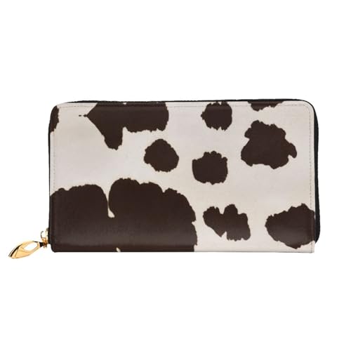 KHDKLXOHZ Stilvolle lange Ledergeldbörse für Damen, Kuhfell-Druck, PU-Leder-Geldbörse mit Reißverschluss, Clutch, Handy-Kartenhalter, Kreditkarten-Geldbörse, Münzorganizer, Clutch-Geldbörse, 3D, von KHDKLXOHZ
