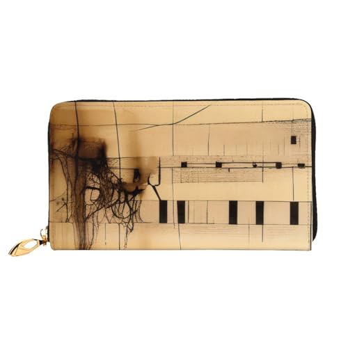 KHDKLXOHZ Stilvolle lange Ledergeldbörse für Damen, Musiknoten-Druck, PU-Leder-Geldbörse mit Reißverschluss, Clutch, Handy-Kartenhalter, Kreditkarten-Geldbörse, Münzorganizer, Clutch-Geldbörse, 3D, von KHDKLXOHZ